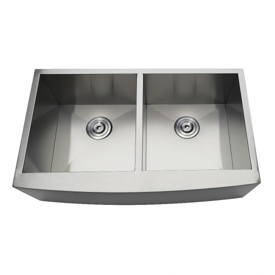 Undermount Stainless Steel Double Farmhouse Kitchen Sink, Brushed