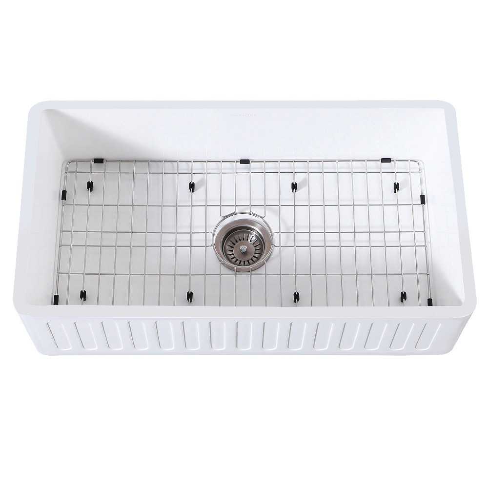 36" x 18" SGL Bowl Farmhouse Kitchen Sink, Drain & Rack 36" x 18" SGL Bowl Farmhouse Kitchen Sink, Drain & Rack