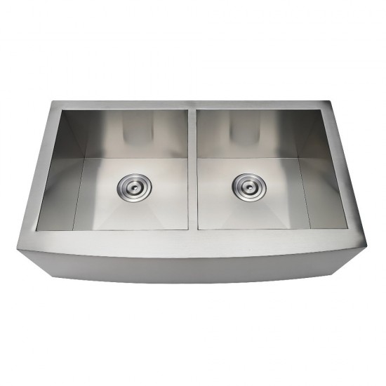 Drop-In Stainless Steel Double Bowl Farmhouse Kitchen Sink, Brushed