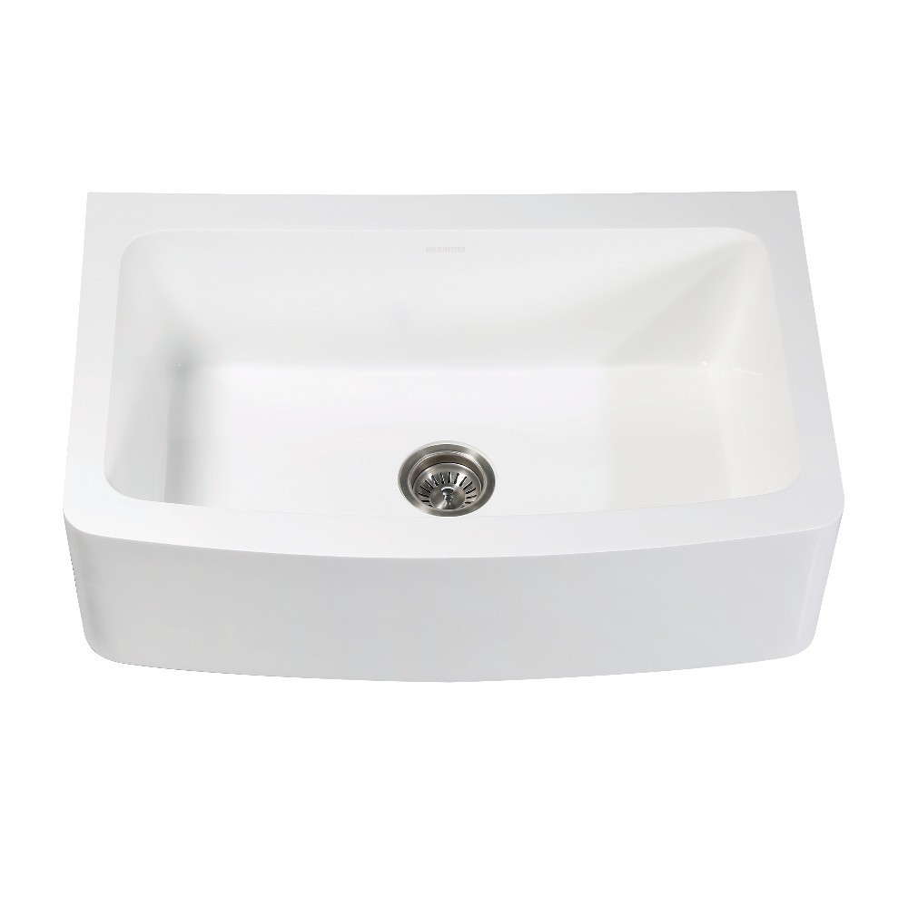 Solid Surface 33" x 22" Farmhouse Single Bowl Kitchen Sink, Matte White