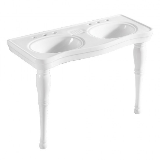 Imperial 47-Inch Double Bowl Console Sink with 8-Inch Faucet Holes, White