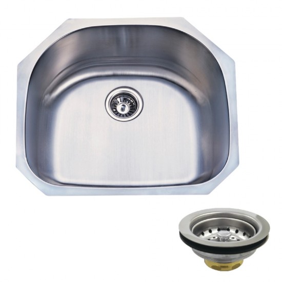 Undermount Stainless Steel Single Bowl Kitchen Sink Combo With Strainer, Brushed