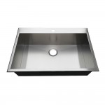 33" Drop-In Single Bowl 18-Gauge Kitchen Sink (1 Hole), Brushed