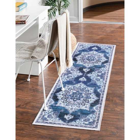 Rug Unique Loom Renaissance Navy Blue Runner 2' 0 x 6' 0