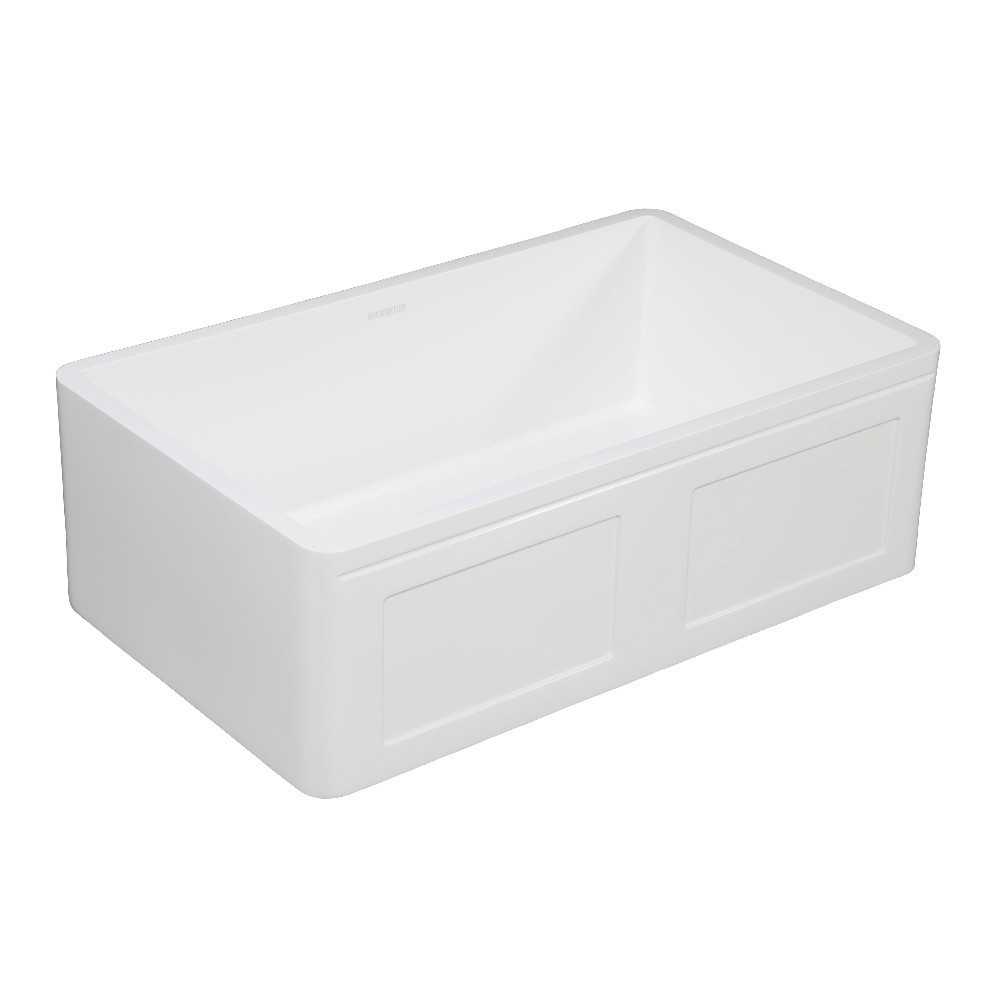 Solid Surface Matte Stone Apron Front Farmhouse Single Bowl Kitchen Sink, Matte White