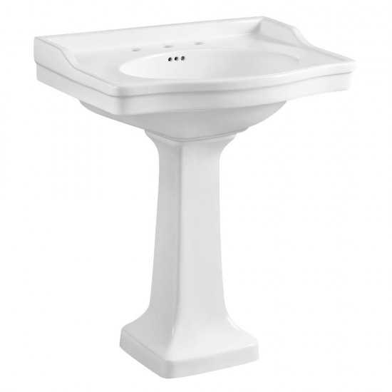 Porcelain Pedestal Sink, White