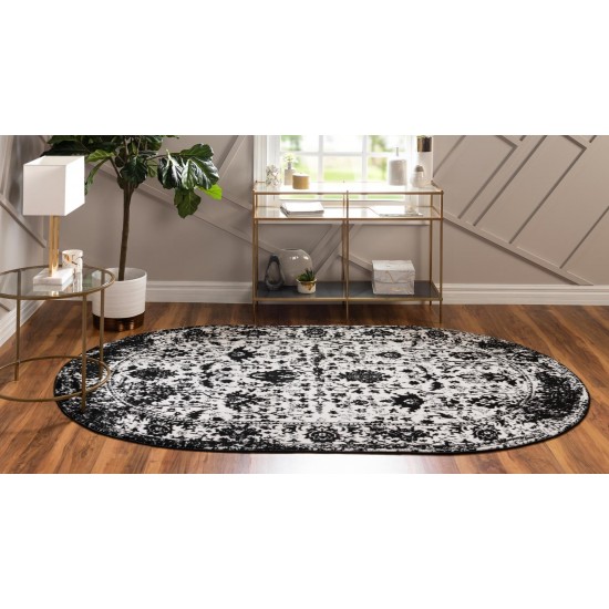 Rug Unique Loom Portland White Oval 5' 0 x 8' 0