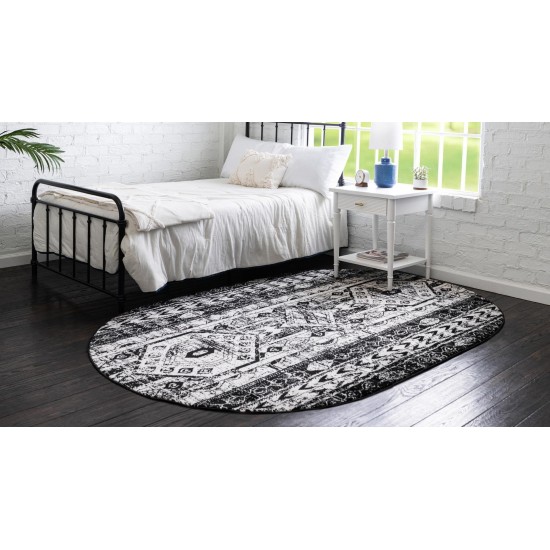 Rug Unique Loom Portland White Oval 5' 0 x 8' 0