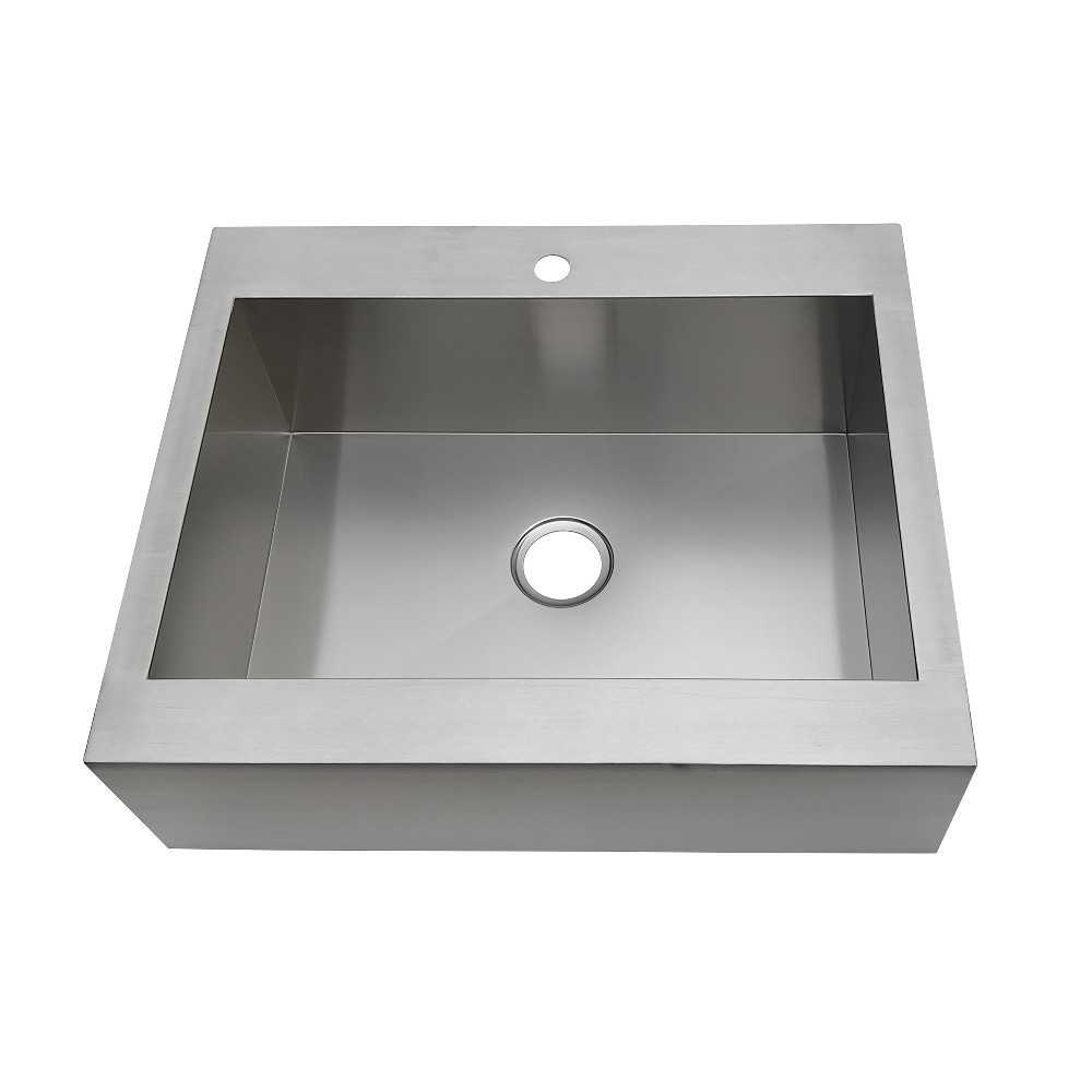 Edinburg Drop-In 30 Inch Single Bowl Kitchen Sink, Brushed