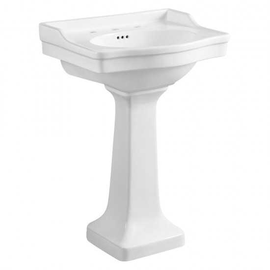 Small Porcelain Pedestal Sink, White