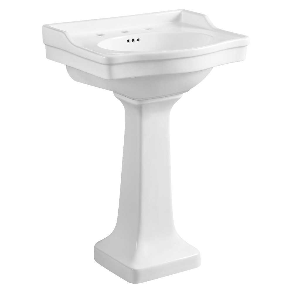 Small Porcelain Pedestal Sink, White