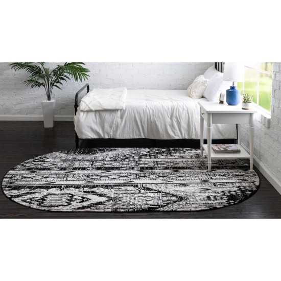 Rug Unique Loom Portland White Oval 3' 0 x 5' 0