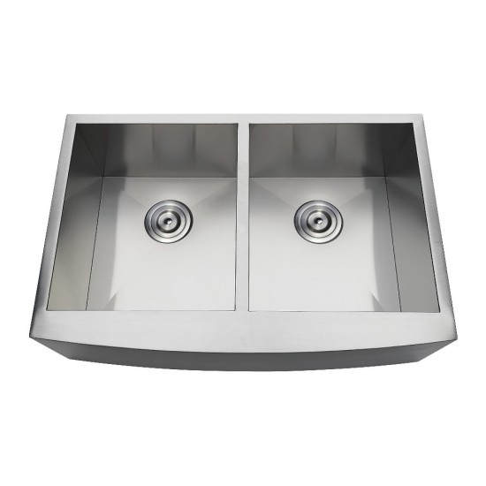 Undermount Stainless Steel Double Farmhouse Kitchen Sink, Brushed
