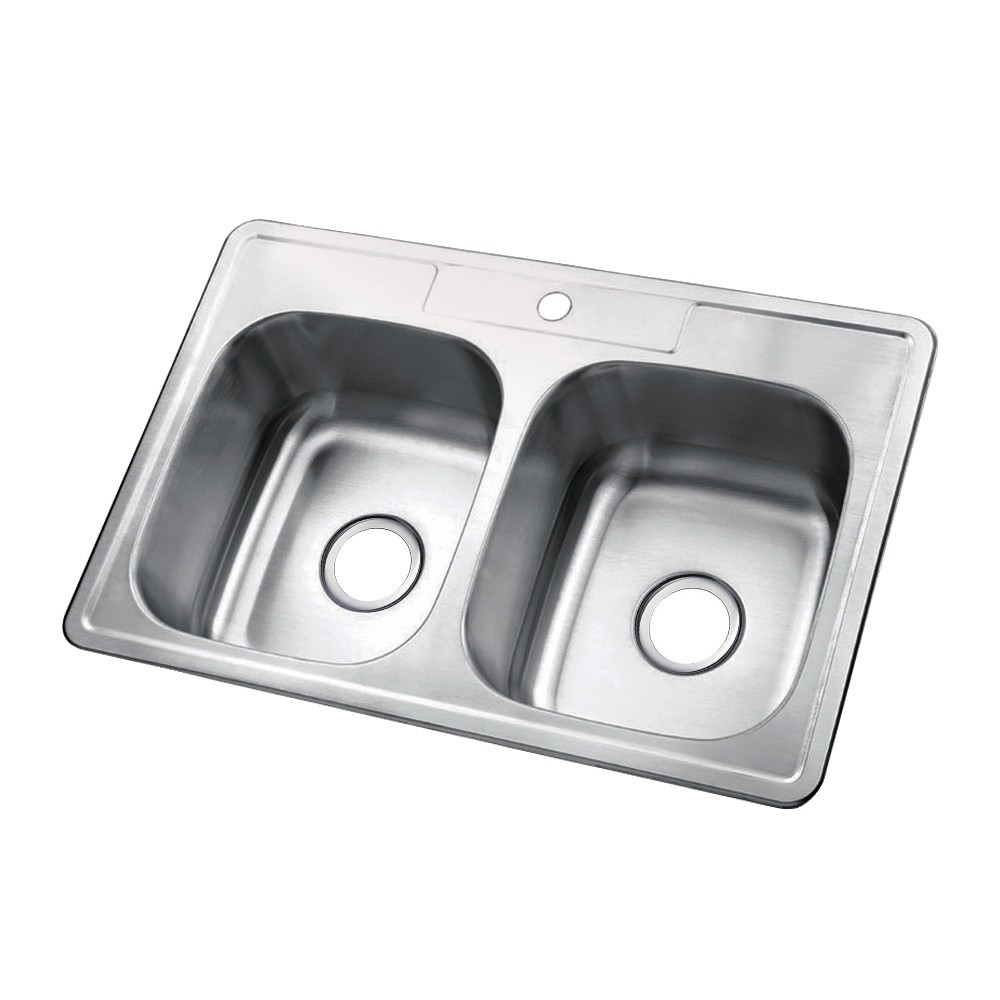 33"x22"x8" Self-Rimming Stainless Steel Kitchen Sink, Brushed