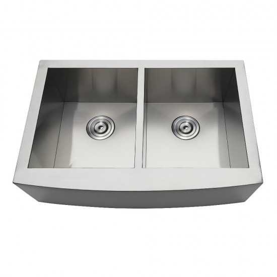 Drop-In Stainless Steel Double Bowl Farmhouse Kitchen Sink, Brushed