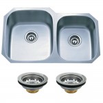 Undermount Stainless Steel Double Bowl Kitchen Sink Combo With Strainers, Brushed