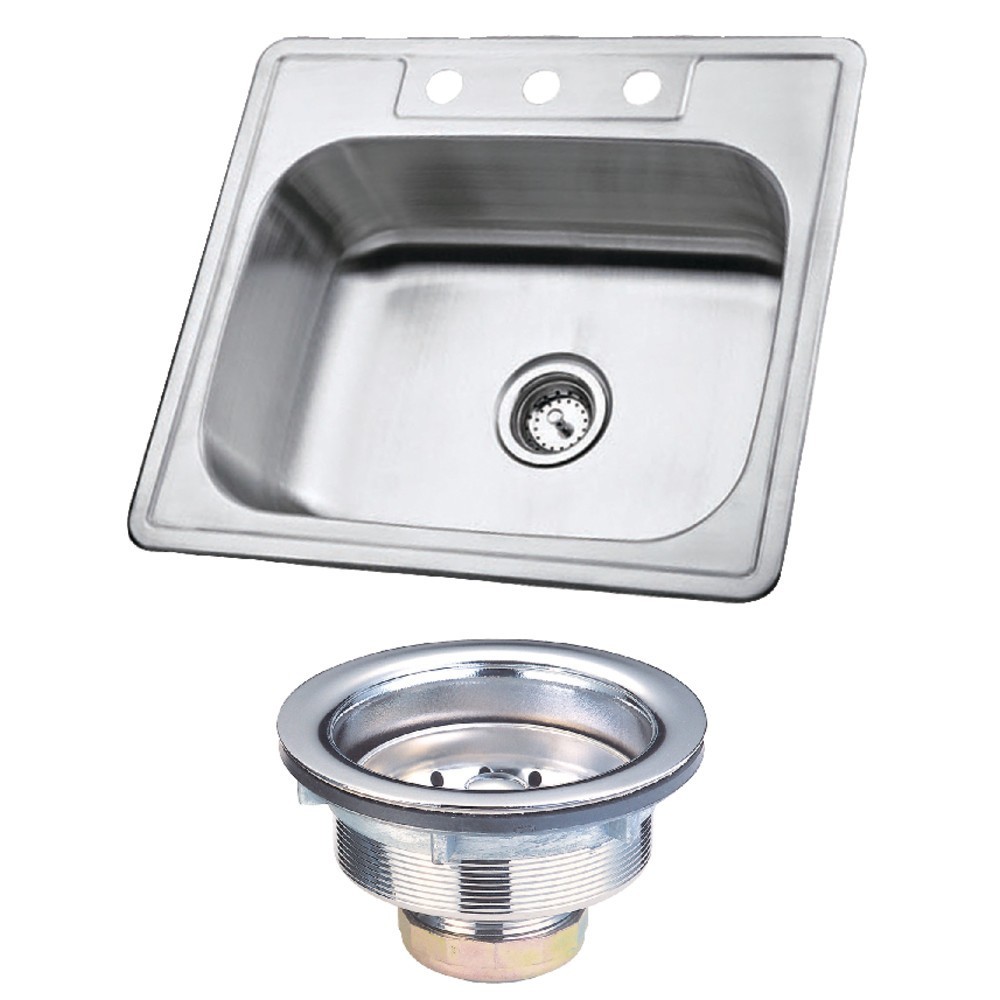 Stainless Steel Self-Rimming Single Bowl Kitchen Sink, Brushed