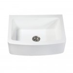 Solid Surface 30" x 22" Farmhouse Single Bowl Kitchen Sink, Matte White