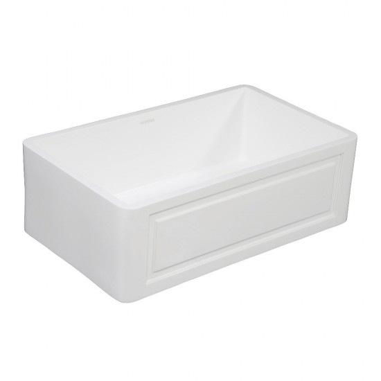 Solid Surface Matte Stone Apron Front Farmhouse Single Bowl Kitchen Sink, Matte White