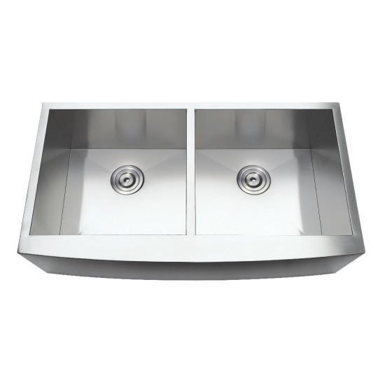 Undermount Stainless Steel Double Farmhouse Kitchen Sink, Brushed