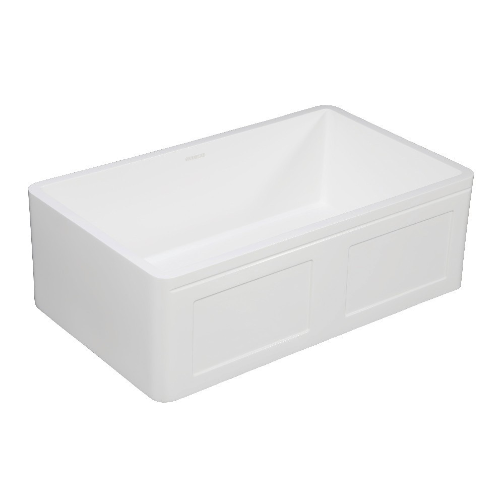 Solid Surface Matte Stone Apron Front Farmhouse Single Bowl Kitchen Sink, Matte White