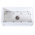 36" x 18" SGL Bowl Farmhouse Kitchen Sink, Drain & Rack