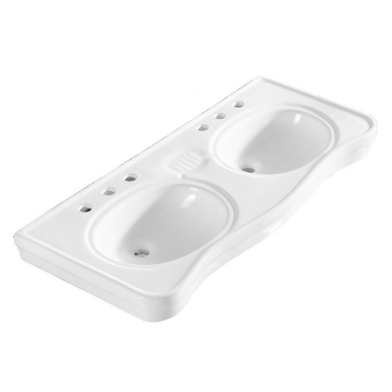 Imperial 47-Inch Double Bowl Console Sink Top, White