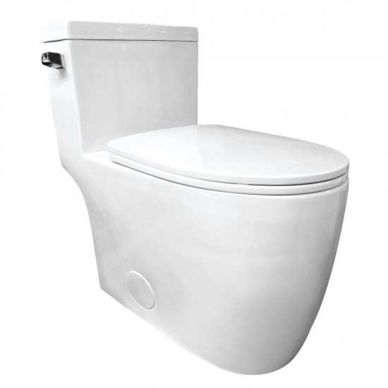 Kingston Brass Courtyard One-Piece 1.28 GPF Single Flush Elongated Toilet, White