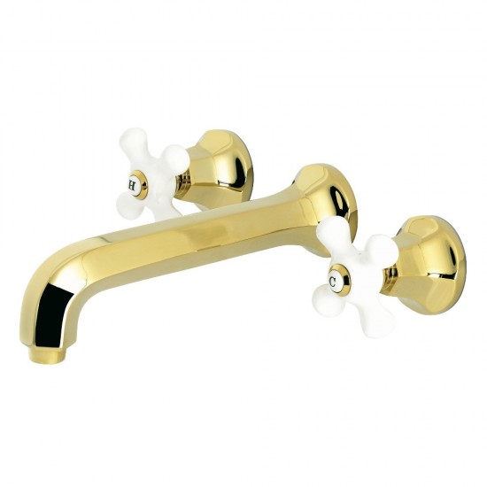 Kingston Brass Metropolitan 2-Handle Wall Mount Tub Faucet, Polished Brass