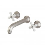 Kingston Brass Metropolitan 2-Handle Wall Mount Tub Faucet, Brushed Nickel