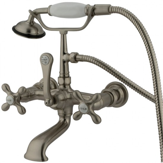 Kingston Brass Vintage 7-Inch Wall Mount Tub Faucet with Hand Shower, Brushed Nickel