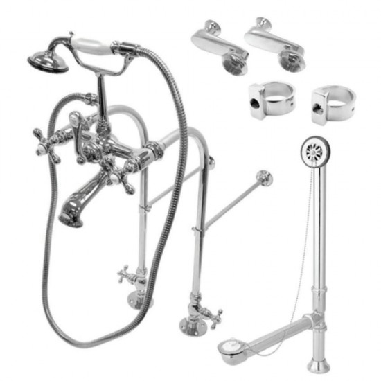 Kingston Brass Vintage Freestanding Clawfoot Tub Faucet Package with Supply Line, Polished Chrome