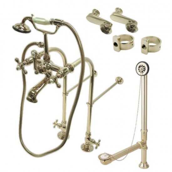 Kingston Brass Vintage Freestanding Clawfoot Tub Faucet Package with Supply Line, Brushed Nickel