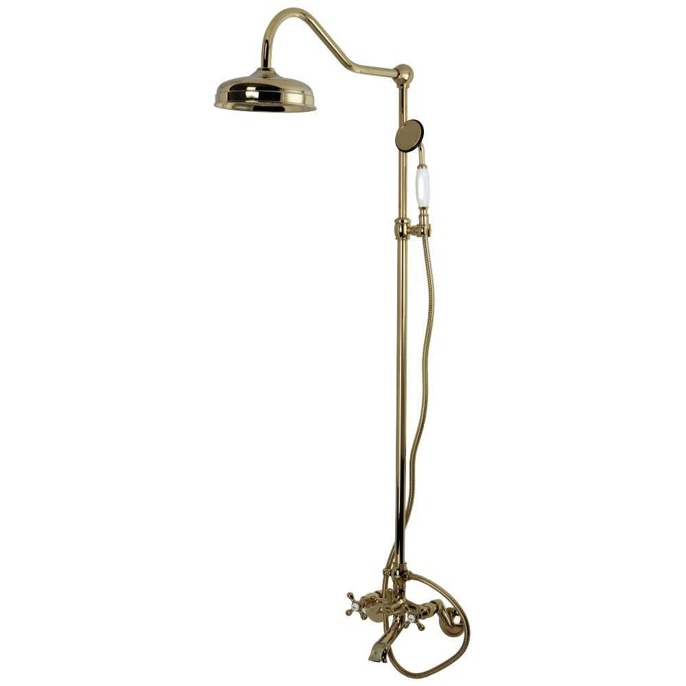 Kingston Brass Vintage Clawfoot Tub Faucet Package with Shower Combo, Polished Brass