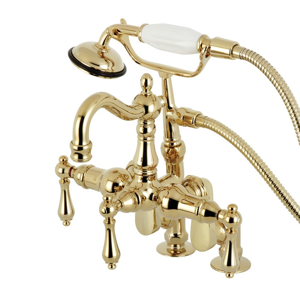 Kingston Brass Vintage Clawfoot Tub Faucet with Hand Shower, Polished Brass