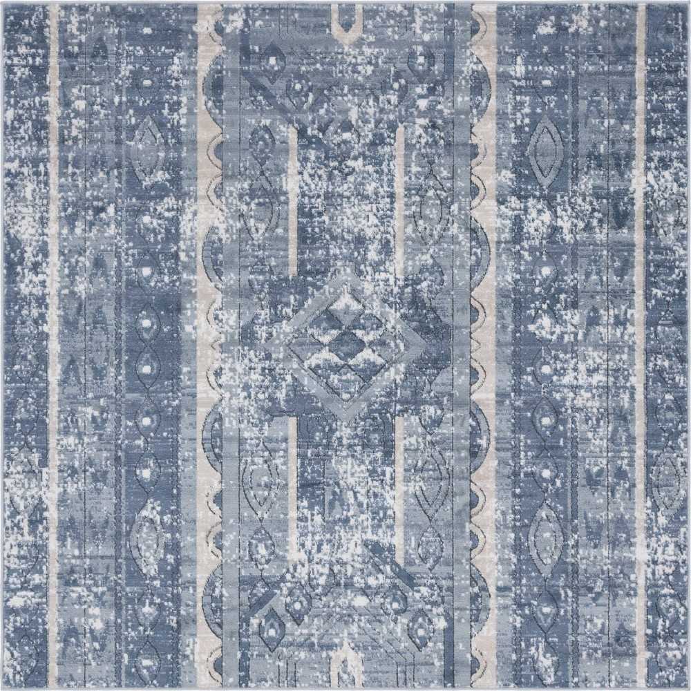 Rug Unique Loom Portland Blue Square 6' 0 x 6' 0