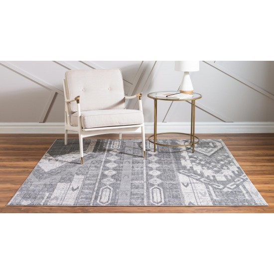 Rug Unique Loom Portland Gray Square 6' 0 x 6' 0