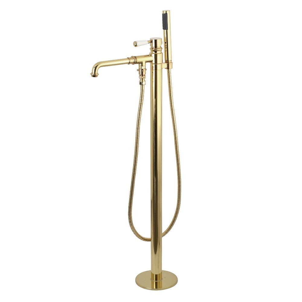 Kingston Brass Paris Freestanding Tub Faucet with Hand Shower, Polished Brass