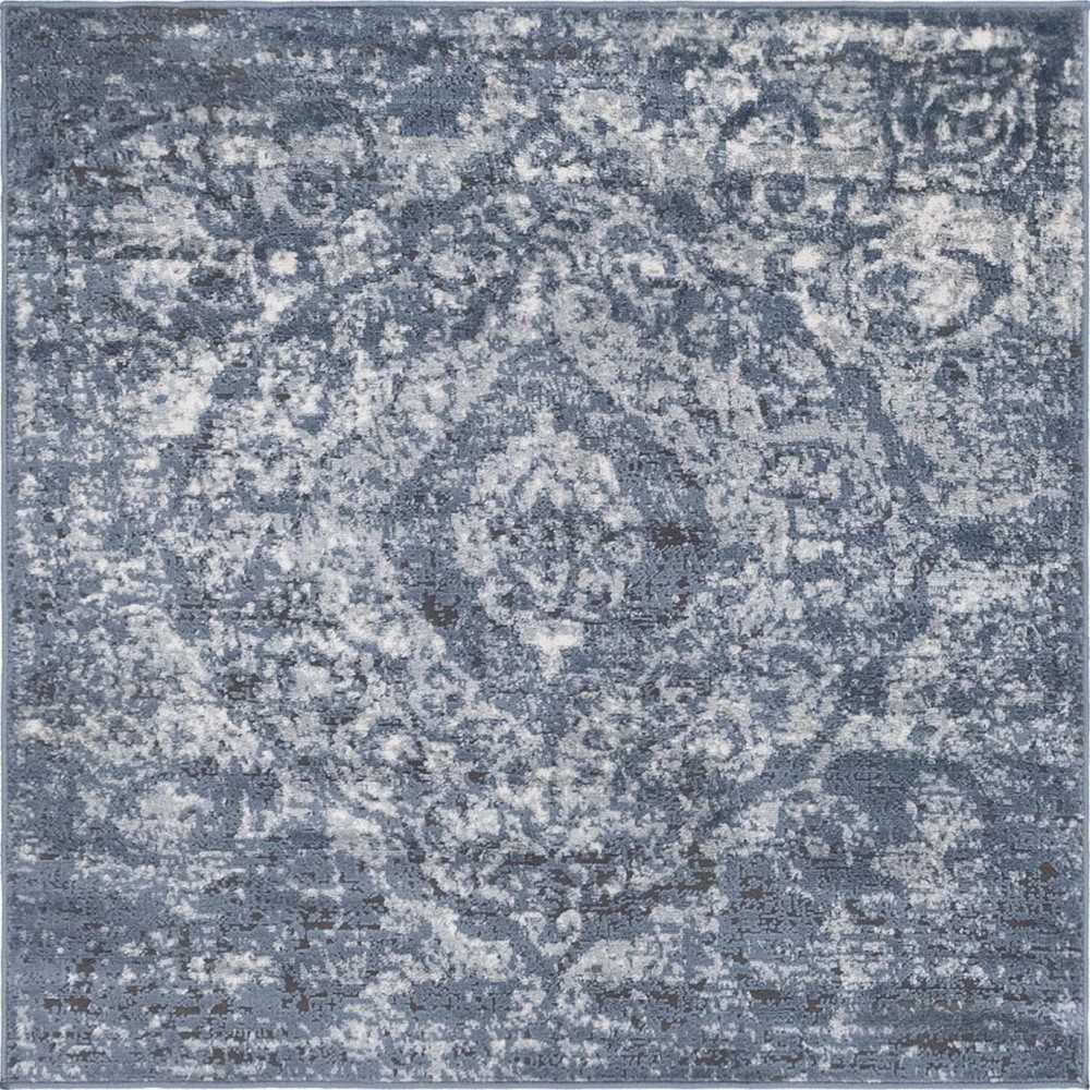 Rug Unique Loom Portland Blue Square 4' 0 x 4' 0 Rug Unique Loom Portland Blue Square 4' 0 x 4' 0