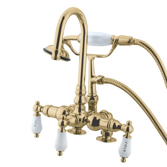 Kingston Brass Vintage 3-3/8-Inch Deck Mount Tub Faucet, Polished Brass