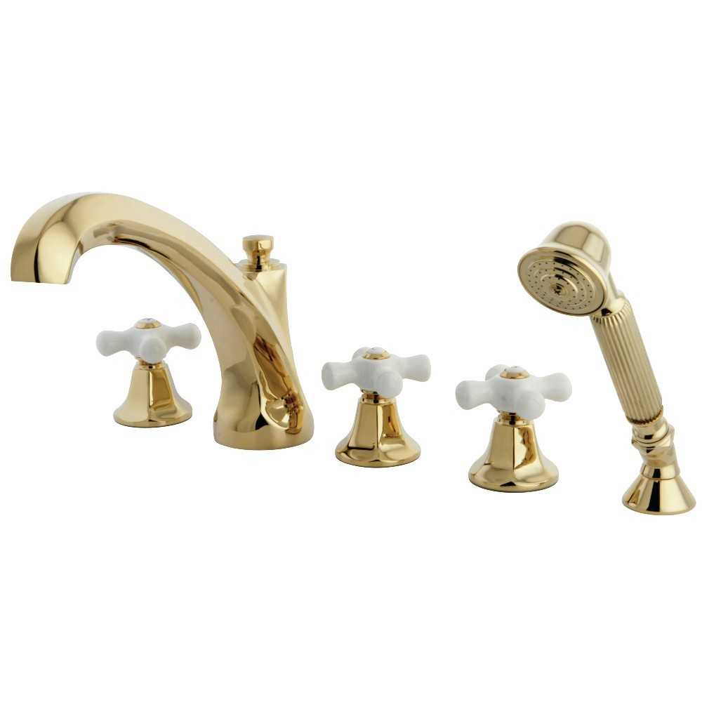 Kingston Brass Roman Tub Faucet with Hand Shower, Polished Brass