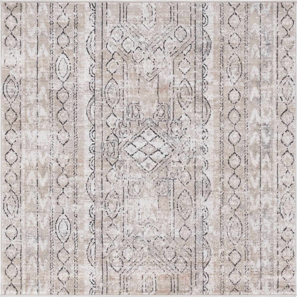 Rug Unique Loom Portland Tan Square 4' 0 x 4' 0 Rug Unique Loom Portland Tan Square 4' 0 x 4' 0