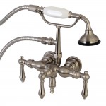 Aqua Vintage Vintage 3-3/8 Inch Wall Mount Tub Faucet with Hand Shower, Brushed Nickel