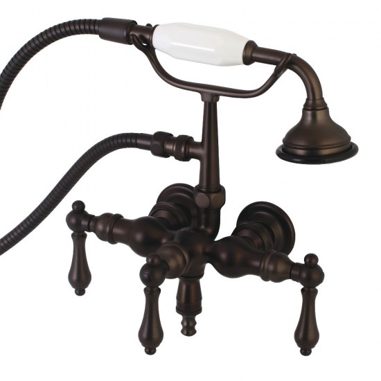 Aqua Vintage Vintage 3-3/8 Inch Wall Mount Tub Faucet with Hand Shower, Oil Rubbed Bronze