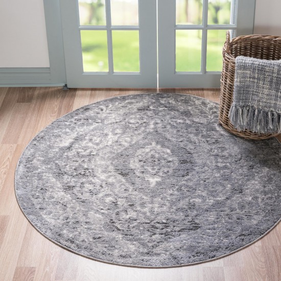 Rug Unique Loom Portland Light Gray Round 7' 0 x 7' 0