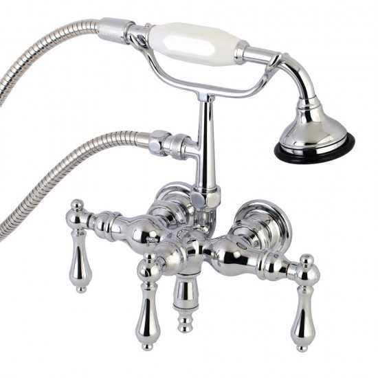 Aqua Vintage Vintage 3-3/8 Inch Wall Mount Tub Faucet with Hand Shower, Polished Chrome