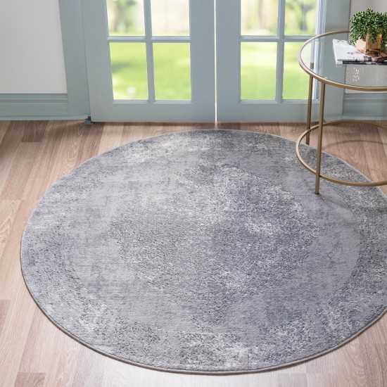 Rug Unique Loom Portland Light Gray Round 7' 0 x 7' 0