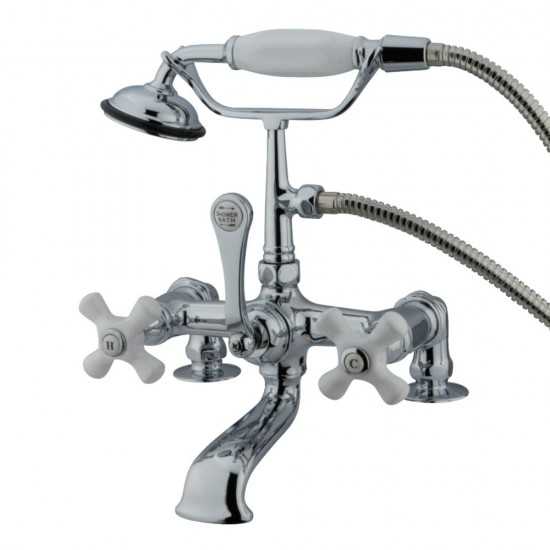 Kingston Brass Vintage 7-Inch Deck Mount Clawfoot Tub Faucet with Hand Shower, Polished Chrome