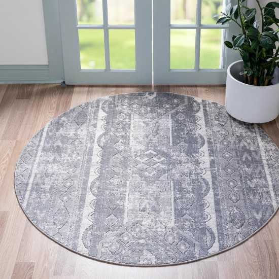 Rug Unique Loom Portland Gray Round 7' 0 x 7' 0