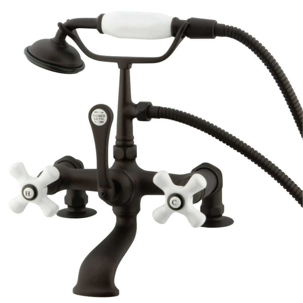 Kingston Brass Vintage 7-Inch Deck Mount Clawfoot Tub Faucet with Hand Shower, Oil Rubbed Bronze Kingston Brass Vintage 7-Inch Deck Mount Clawfoot Tub Faucet with Hand Shower, Oil Rubbed Bronze
